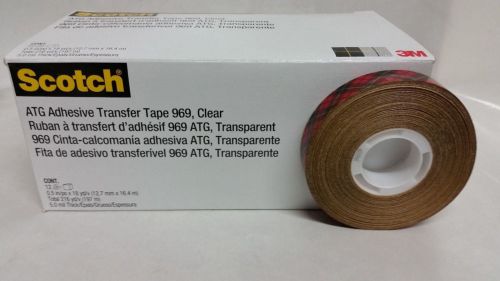 3M Scotch 969 ATG Reverse Wound Transfer Tape - 1/2 in x 18 Yds - 12 PACK