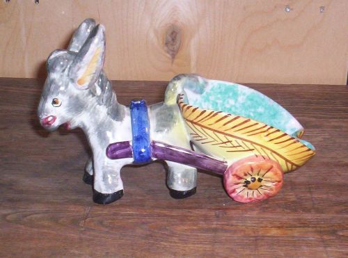 Vintage Italy Hand made Ceramic Donkey Planter