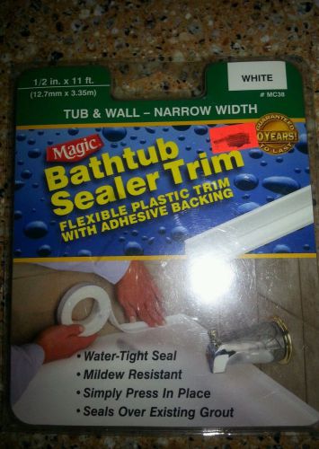 Magic American Bathtub Sealer Trim, 11&#039; Length x 0.5&#034; Width, white Narrow Width