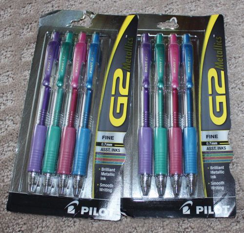 NEW Pilot G2 Metallics 8 Gel Pens Fine Point 0.7 mm Assorted Inks Smooth