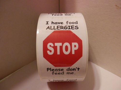 50 STOP I HAVE FOOD ALLERGIES PLEASE DON&#039;T FEED ME Warning Stickers Labels