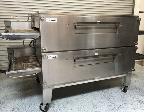New lincoln pizza oven double stack conveyor 3270-2 gas #5196 impinger nsf bake for sale