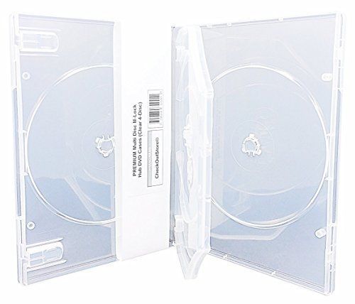 CheckOutStore (6) Premium Multi Disc M-Lock Hub DVD Cases (4 Disc), Clear