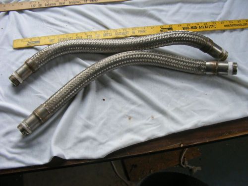 Lot of 2 used 1&#034; stainless steel flexible hose w 1&#034; male npt fitting on each end for sale