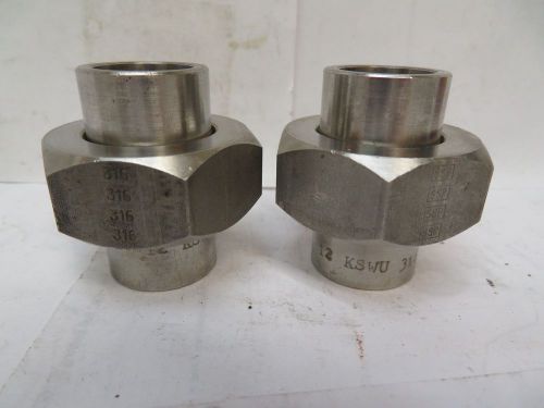NO NAME 1/2&#034; WELD 316 STAINLESS S/S UNION COUPLER 1/8&#034; WALL THICKNESS &#034;LOT OF 2&#034;