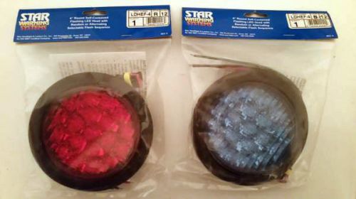 Pair of STAR Model LDHEF-4 Red and Blue LED Flashing lights - NEW