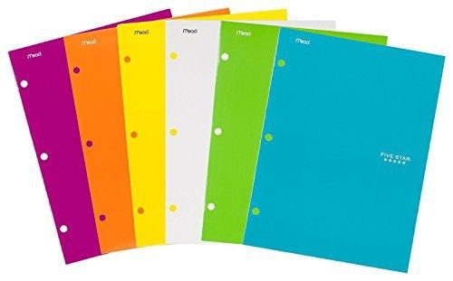 Five Star Pocket Folders, 4-Pocket, 12-1/2&#034; x 9-1/2&#034;, Assorted Colors, 12 Pack