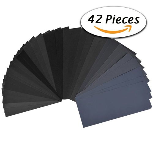 42 Pcs Wet Dry Sandpaper 120 to 3000 Grit Assortment 9 3.6 Inches Abrasive Pa...