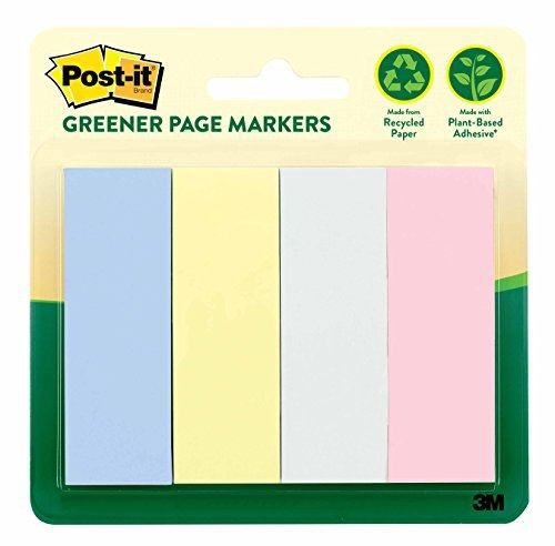 Post-it Greener Page Markers, Helsinki Collection, 1 in x 3 in, 4 Pads/Pack, 50