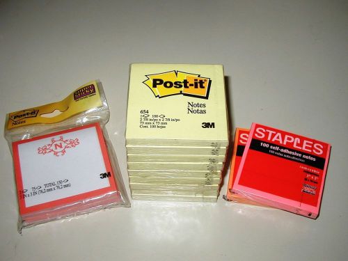 13 Post-It 3M Staples Super Sticky Notepad Sealed Yellow Pink Orange Note Pad