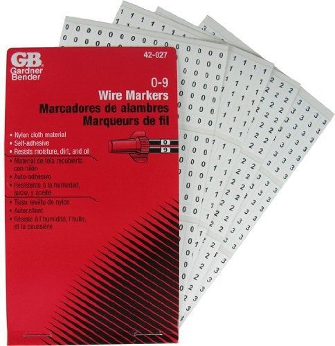 Gardner bender 42-027 pocket wire marker booklet, 0-9 for sale