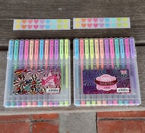 1 Box - Set of 12 Pastel Colored - Gel Ink Pens