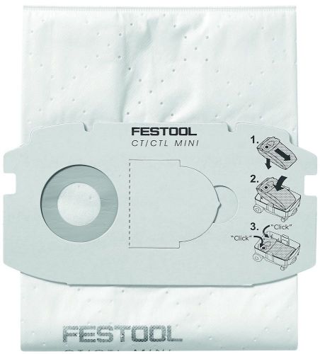 Festool 496186 selfclean filter bag for ct 36 quantity 5 for sale