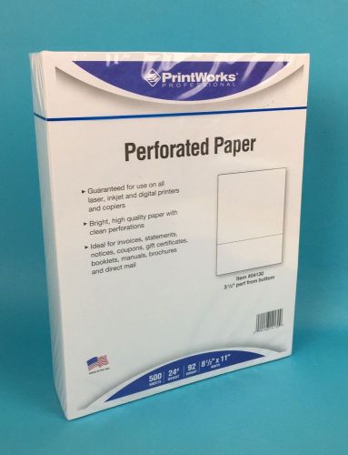 Office Paper 04130 Perforated 3 1/2&#039;&#039; Horizontal from Bottom 8 1/2 x 11 24lb 500