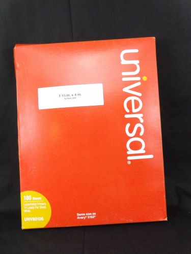 Universal UNV80106 Permanent 1-1/3&#034; X 4&#034; 1400 labels Inkjet Laser Printer