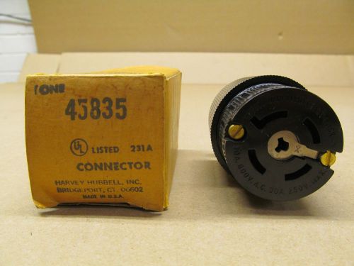 1 NIB HUBBELL HBL45835 45835 CONNECTOR 30A 600V AC 30A 250V MAX