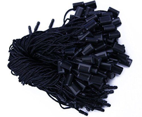 Metronic international 7 inch black hang tag nylon string snap lock pin loop for sale