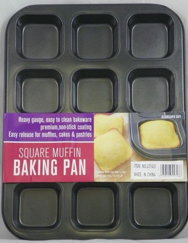 Heavy duty non stick baking pan 12 square muffin cupcake cornbread brownie tray for sale