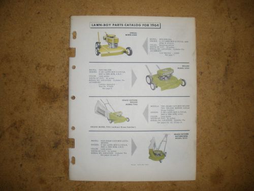 Vintage Lawn Boy 1964 Parts Catalog Gas Engine Mower Identification Manual Book