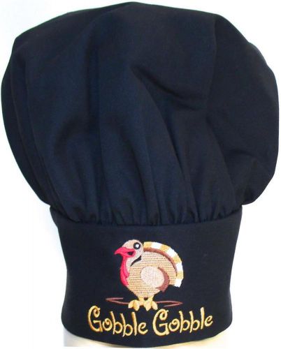 Gobble Gobble Thanksgiving Chef Hat Gray Charcoal Happy Bird Turkey Monogram NWT
