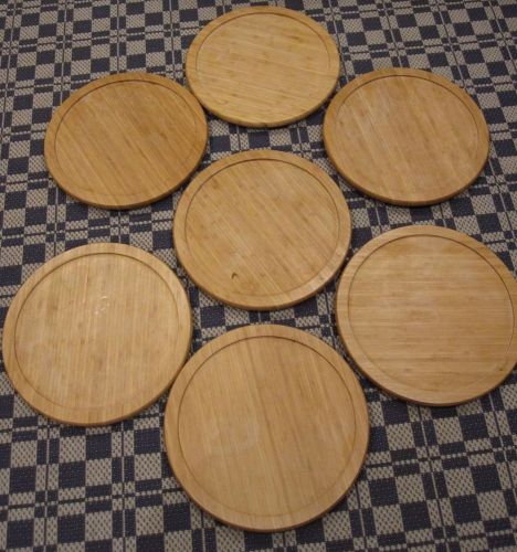 Lot of 7 Wood Bamboo Lazy Susans Restaurant Storage Turntable 14 Inch