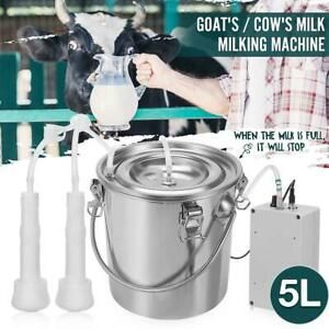 5l Electric Milking Machine Stainless Steel For Farm Cows Goats Vacuum Us Plug