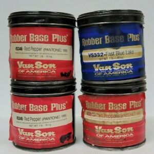 Lot of 4 One Pound cans of Van Son  Rubber Base Offset Printing Ink