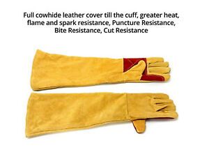 Cowhide Leather 2&#039;Ft. LONG SLEEVE Gloves For MIG TIG ARC Welding/Plasma Cutting