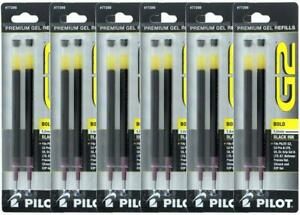 Value Pack Of 6 G2 Roller Ball Ink Refills Bold BLACK Packs 12 77289
