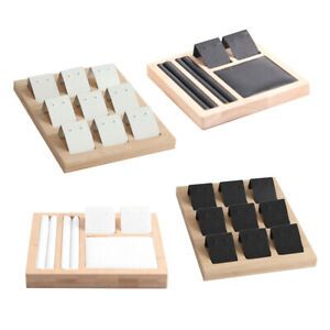 4Piece Jewelry Storage Display Box Tray Earring Holder Bracelet Stackable