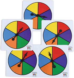 LEARNING ADVANTAGE Six-Color Spinners - Set of 5 - Game Spinner – Write On/Wipe