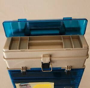 Plano Plastic Fishing Tackle Box #1234 Lid storage Multi-use compartments Hobby