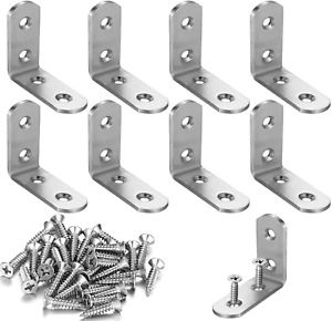 8 PCS Stainless Steel L Corner Brackets 2&#034; x 2&#034; x 0.75&#034;, 4 Hole 90 Degree
