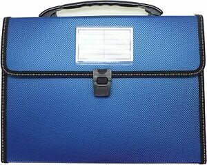 Cypress Lane Expanding File Folders with Handle, 13 Pockets, Letter Size Blue