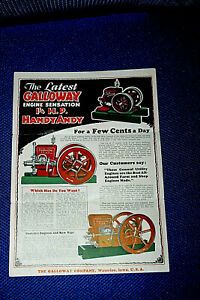 rare Galloway Power King gasoline engines Waterloo IA brochure early 1900&#039;s