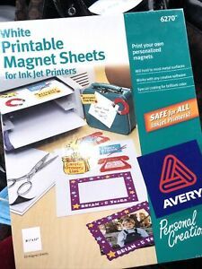 Printable Magnet Sheet #6270 Avery 10- White 8.5x11 Sheets for Ink Jet Printers