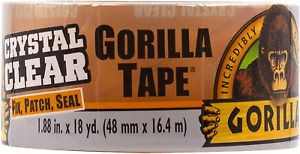 Gorilla Crystal Clear Duct Tape, 1.88” x 18 yd, Clear, (Pack of 1)