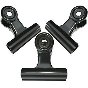 12 Pack Black Bulldog Binder Paper Clips/Metal Hinge Clip File Clamps for Cra...