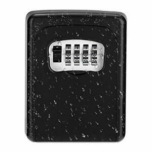 Key Lock Box Wall Mounted, 4 Digit Combination Lock Box for Realtors, Black