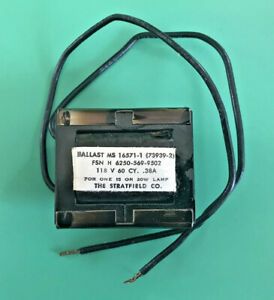 STRATFIELD CO. MS16571-1 BALLAST USE WITH FLUORESCENT OR MERCURY VAPOR LAMPS