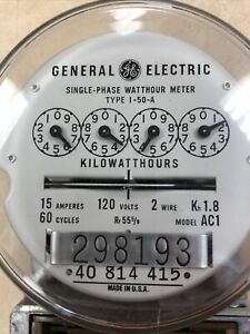 Vintage GENERAL ELECTRIC Single Phase Watthour Meter~Type I-50-A~Model AC1