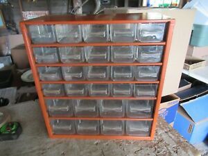 Vintage Metal Parts Organizer 28 Drawer Made in Denmark 6x12x13 Lot 21-51-5