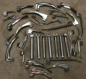 Rusch Laryngoscope Lot - 34 Pieces! Handles Blades Miller Mac Stainless 34x