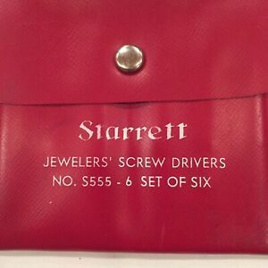 NICE (6)PC VINTAGE 1960S STARRETT NO. S 555-6 JEWELERS SCREWDRIVER SET W CASE
