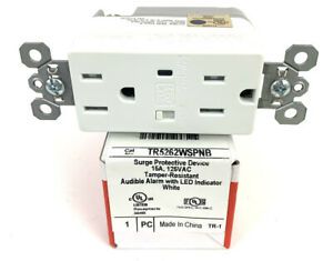 Pass &amp; Seymour Tr5262wspnb Surge Protective Recept / 15a 125vac / Alarm / Led