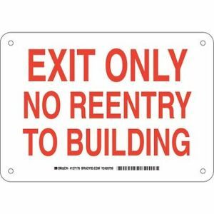BRADY 127176 Exit Sign, English, 10&#034; W, 7&#034; H, Aluminum, White