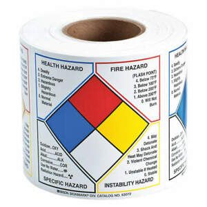 BRADY 53071 Label,6&#034;H,6&#034;W,PK500