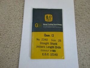 MORSE CUTTING TOOLS  1 PKG ( 12 PCS ) #2340  SIZE 25 STRAIGHT SHANK  JOBBERS LG