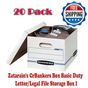 Bankers Box Basic Duty Letter Legal File Storage Box with Lids 20 Pack White