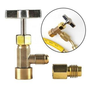 R134a Valve AC-Tank Adapter Tap Valve R134a AC-Tank Adapter 1/4&#034; SAE For Hose